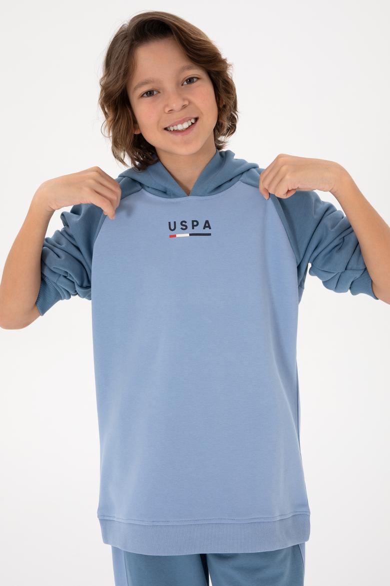 Erkek Çocuk Açık Mavi Kapüşonlu Sweatshirt - 50293495005