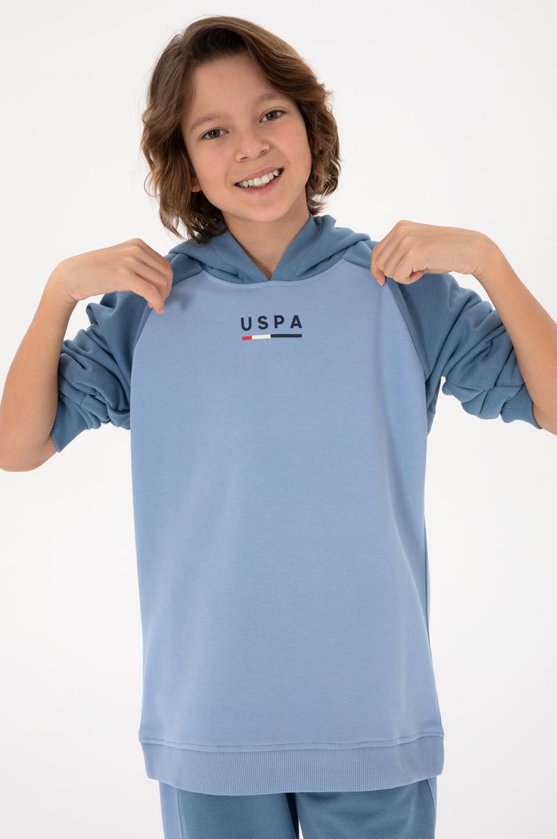 Erkek Çocuk Açık Mavi Kapüşonlu Sweatshirt