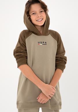 Erkek Çocuk Açık Haki Kapüşonlu Sweatshirt - 50293495020