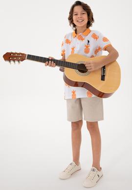 Erkek Çocuk Beyaz Polo Yaka Tişört - 50288129002