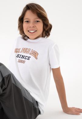 Erkek Çocuk Beyaz Bisiklet Yaka Tişört - 50295397008