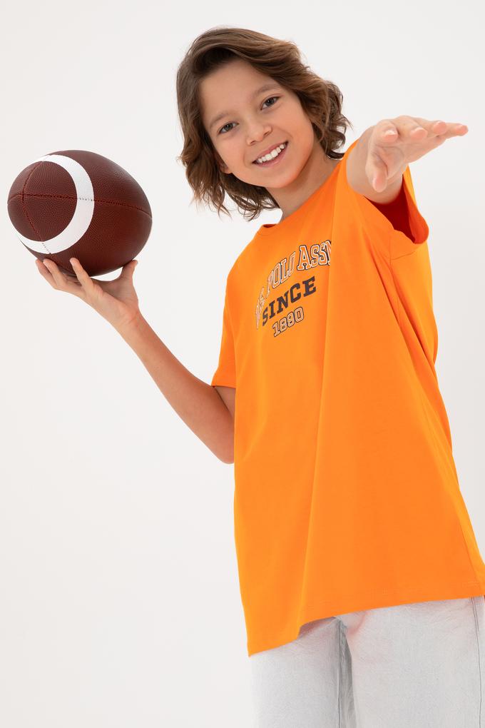 Erkek Çocuk Turuncu Bisiklet Yaka Tişört