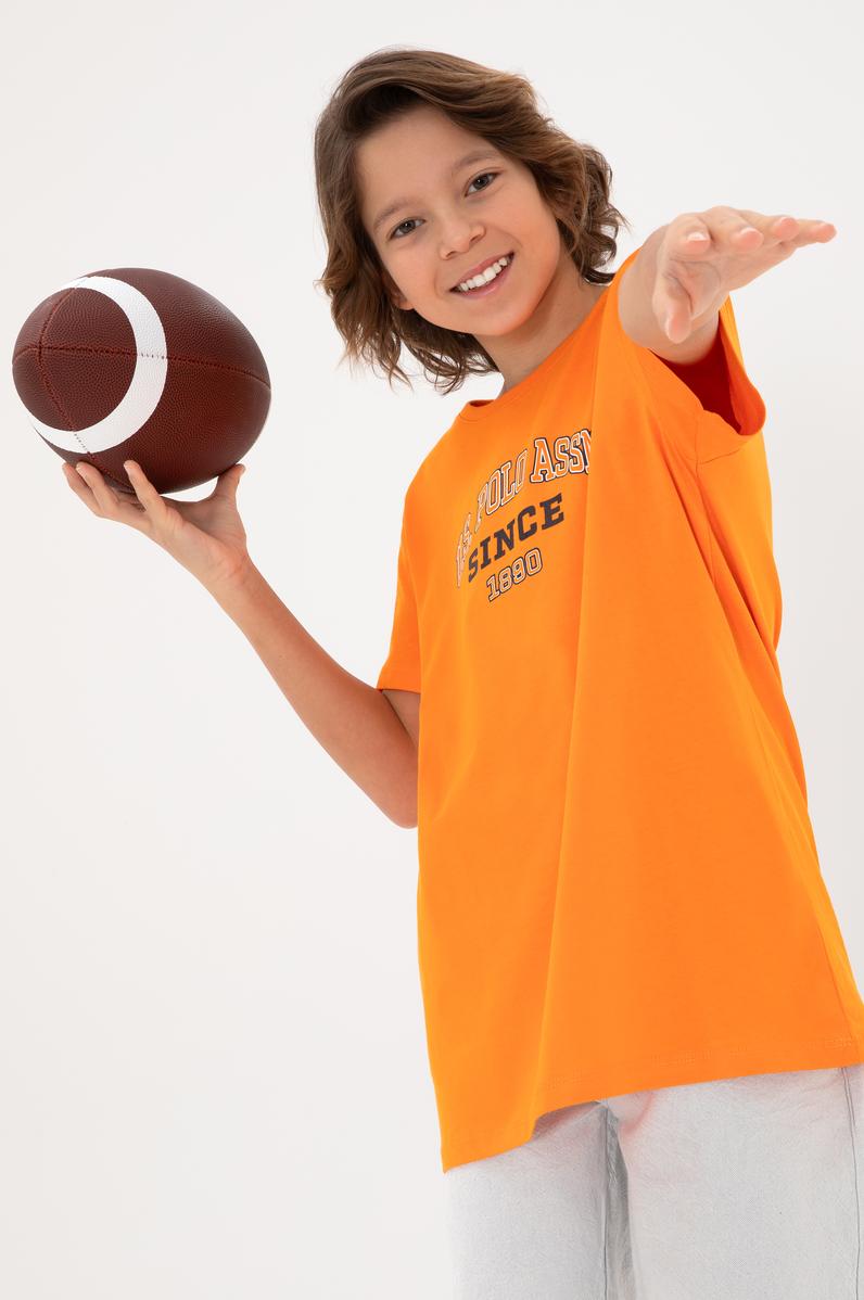 Erkek Çocuk Turuncu Bisiklet Yaka Tişört