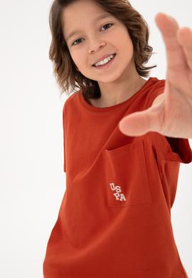 Erkek Çocuk Kiremit Bisiklet Yaka Tişört - 50298096031