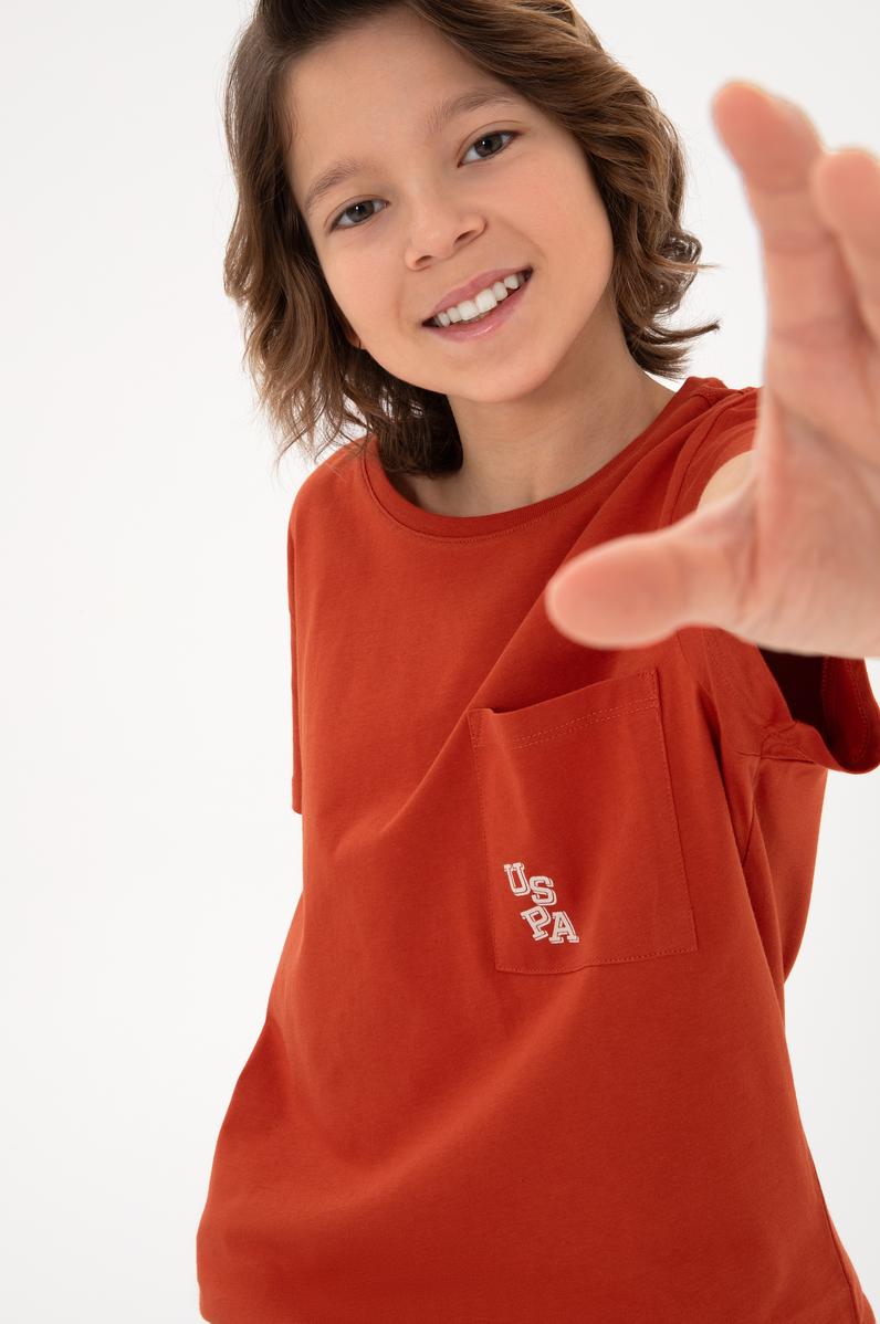 Erkek Çocuk Kiremit Bisiklet Yaka Tişört