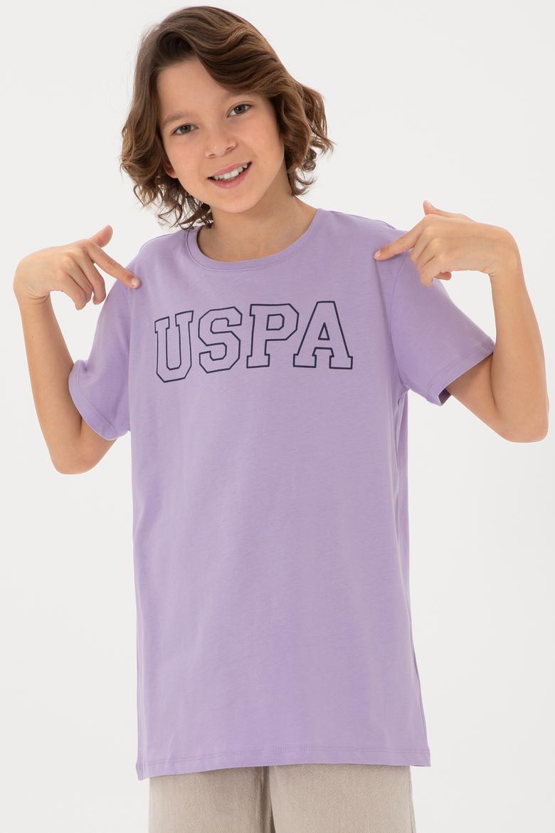 Erkek Çocuk Lila Basic Bisiklet Yaka Tişört