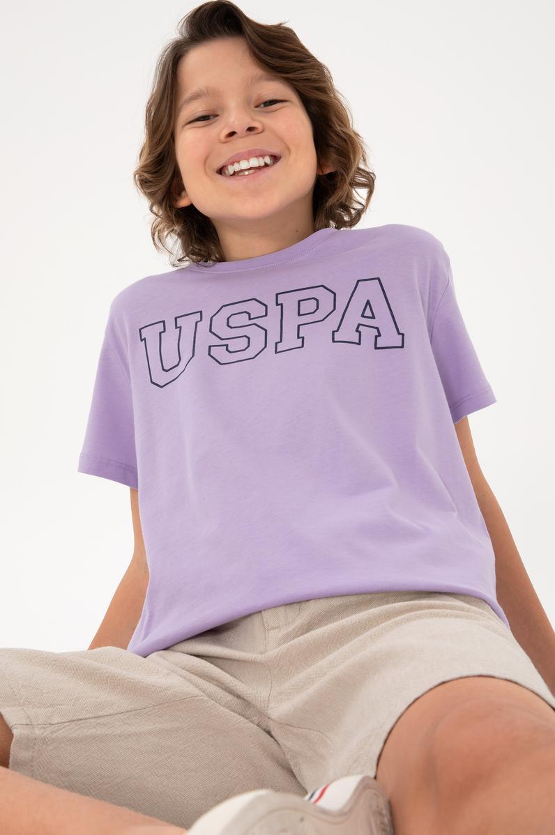 Erkek Çocuk Lila Basic Bisiklet Yaka Tişört