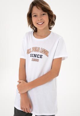 Erkek Çocuk Beyaz Bisiklet Yaka Tişört - 50295397008