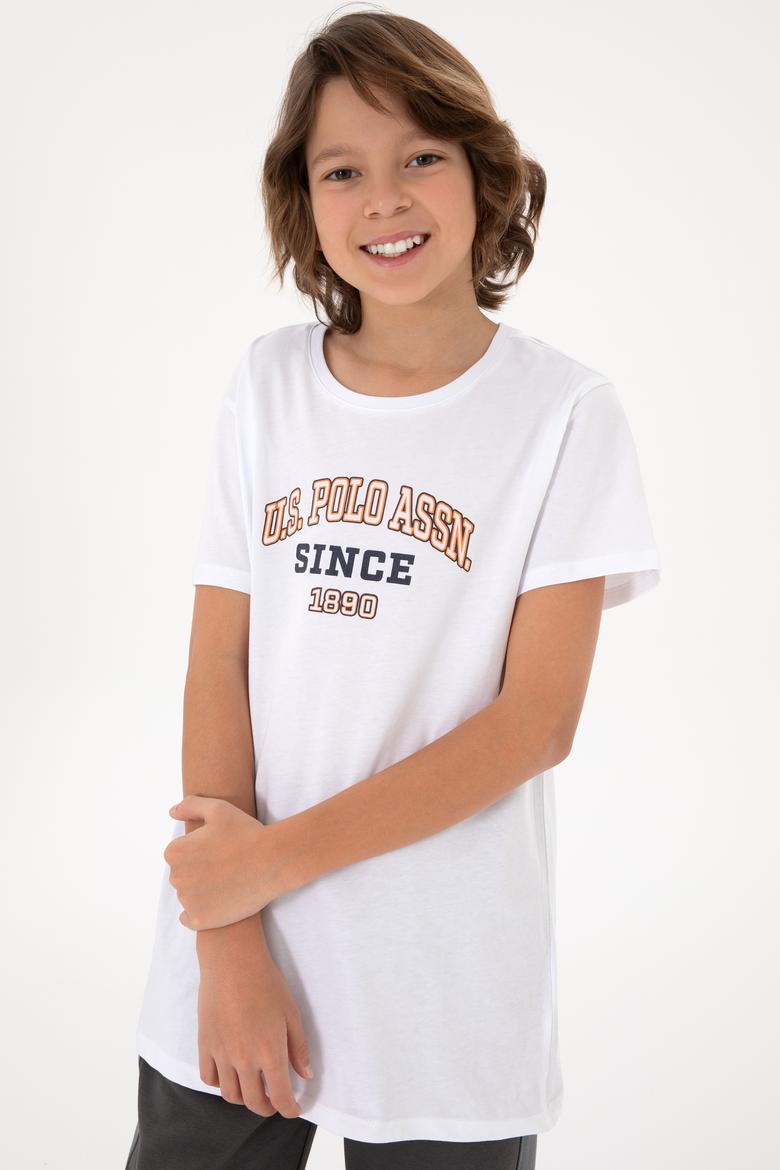 Erkek Çocuk Beyaz Bisiklet Yaka Tişört - 50295397008