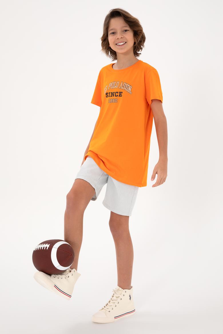 Erkek Çocuk Turuncu Bisiklet Yaka Tişört - 50295397044