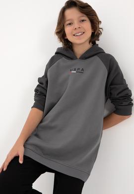 Erkek Çocuk Gri Kapüşonlu Sweatshirt - 50293495029