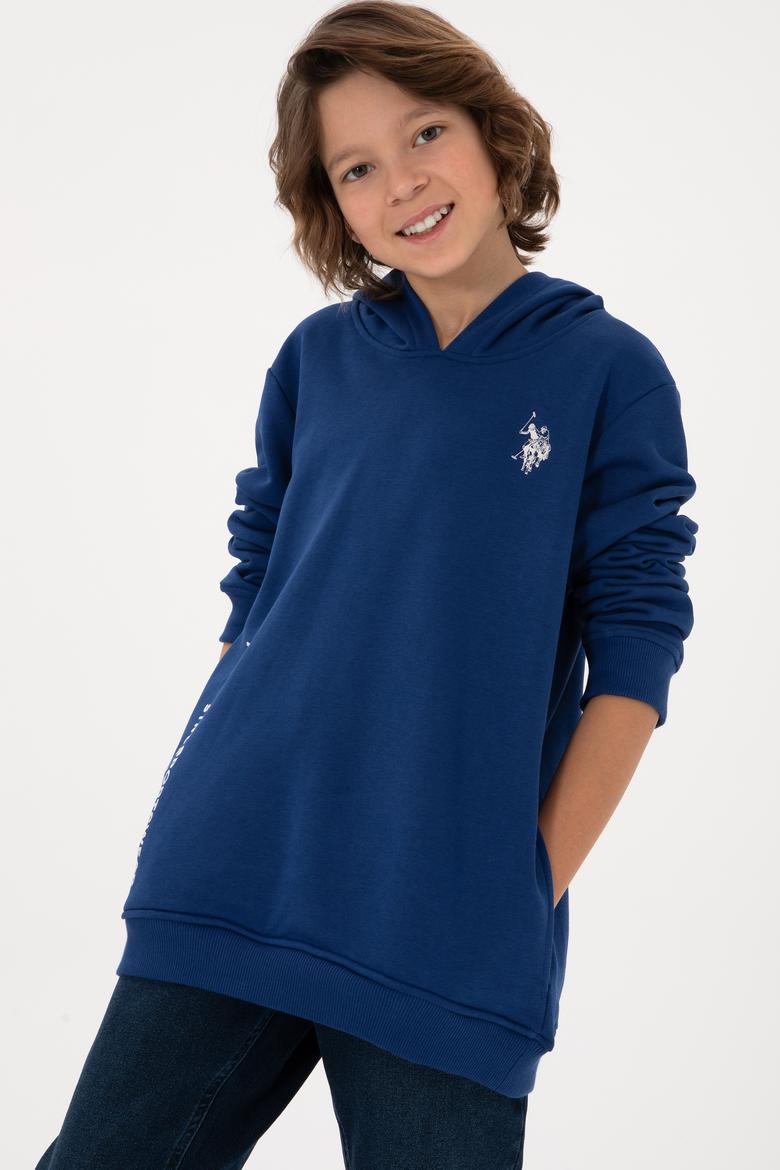Erkek Çocuk İndigo Kapüşonlu Sweatshirt - 50293519003