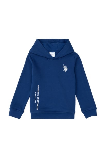Erkek Çocuk İndigo Kapüşonlu Sweatshirt