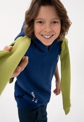 Erkek Çocuk İndigo Kapüşonlu Sweatshirt - 50293519003