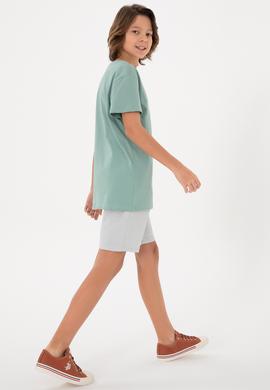 Erkek Çocuk Su Yeşili Bisiklet Yaka Tişört - 50298096076