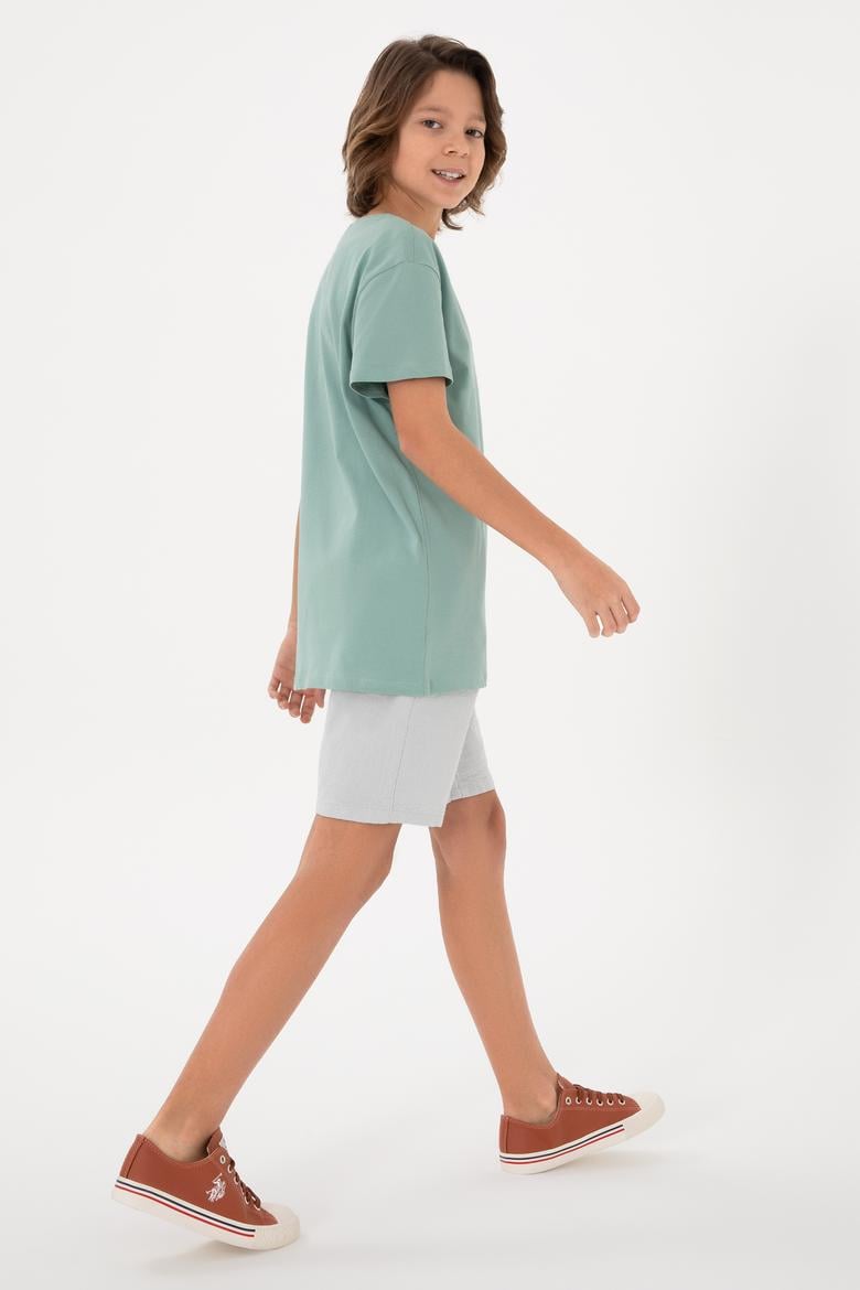 Erkek Çocuk Su Yeşili Bisiklet Yaka Tişört - 50298096076