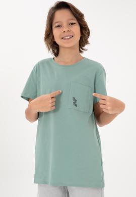 Erkek Çocuk Su Yeşili Bisiklet Yaka Tişört - 50298096076