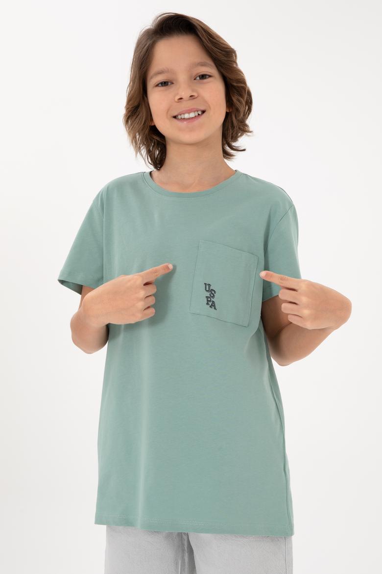 Erkek Çocuk Su Yeşili Bisiklet Yaka Tişört