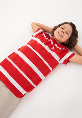 Erkek Çocuk Kırmızı Bisiklet Yaka Tişört - 50298959033