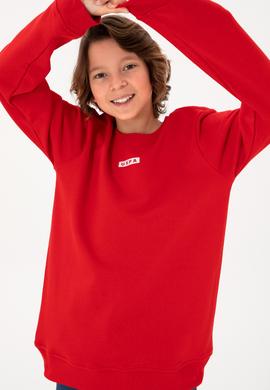 Erkek Çocuk Kırmızı Bisiklet Yaka Sweatshirt - 50293567007