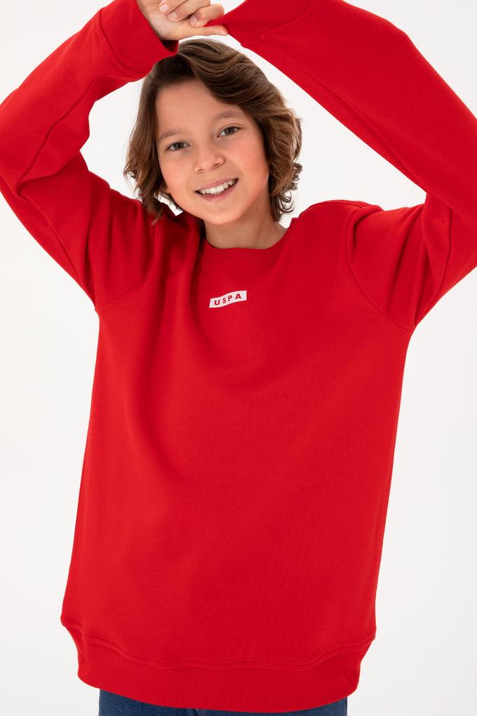 Erkek Çocuk Kırmızı Bisiklet Yaka Sweatshirt