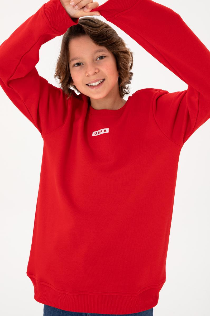 Erkek Çocuk Kırmızı Bisiklet Yaka Sweatshirt