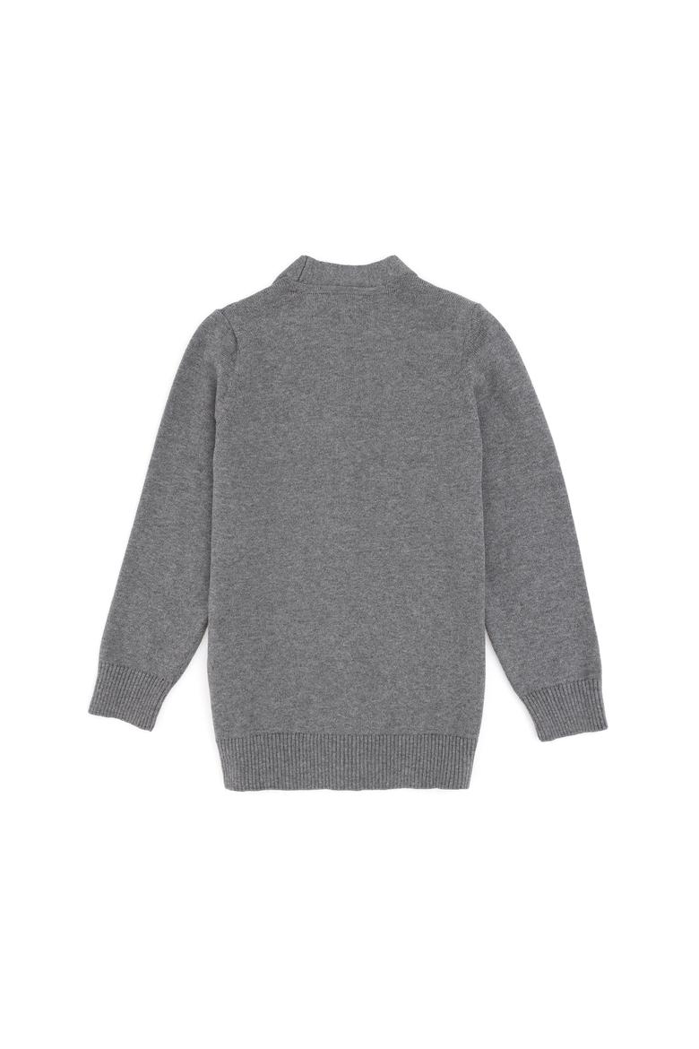Erkek Çocuk Gri Melanj Triko Hırka - 50295571014
