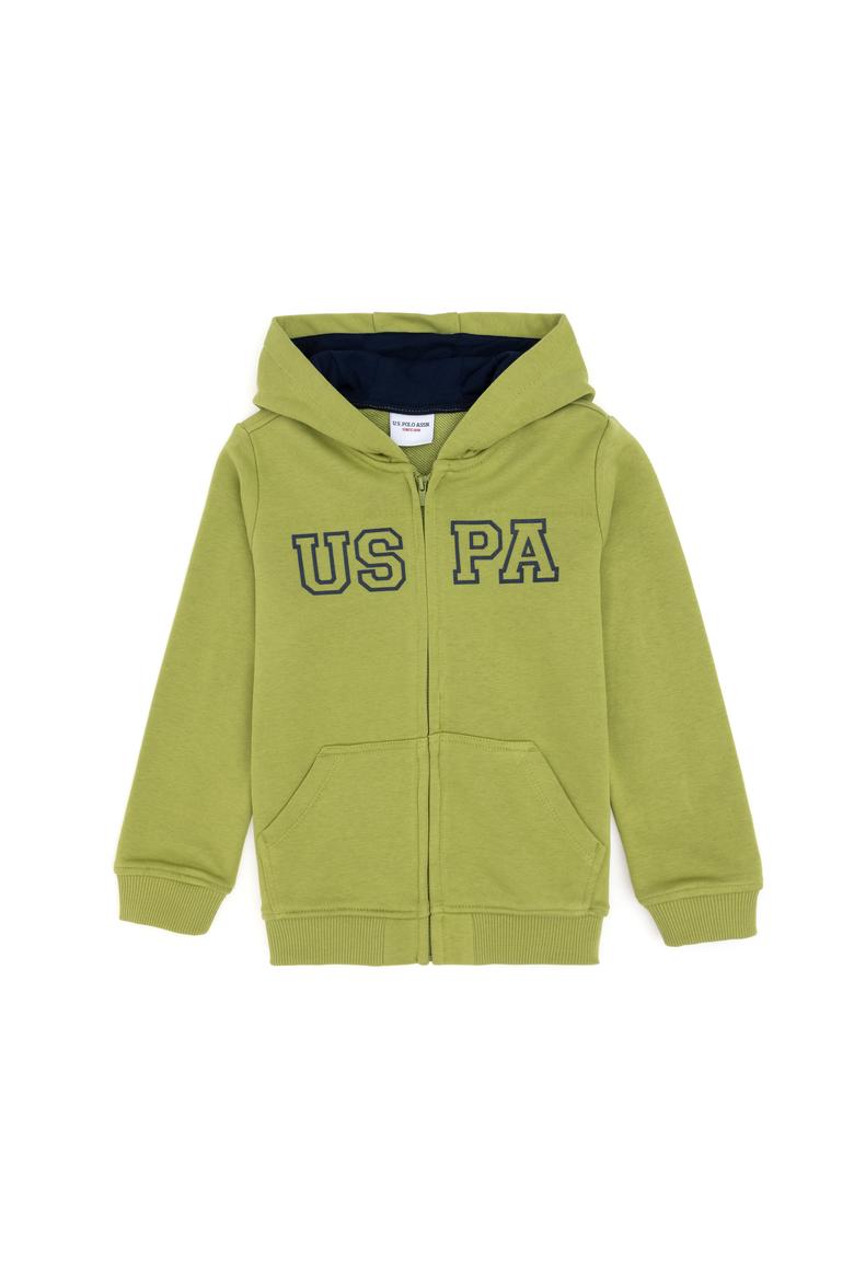 Erkek Çocuk Fermuarlı Kapüşonlu Basic Fıstık Yeşili Sweatshirt - 50293472078