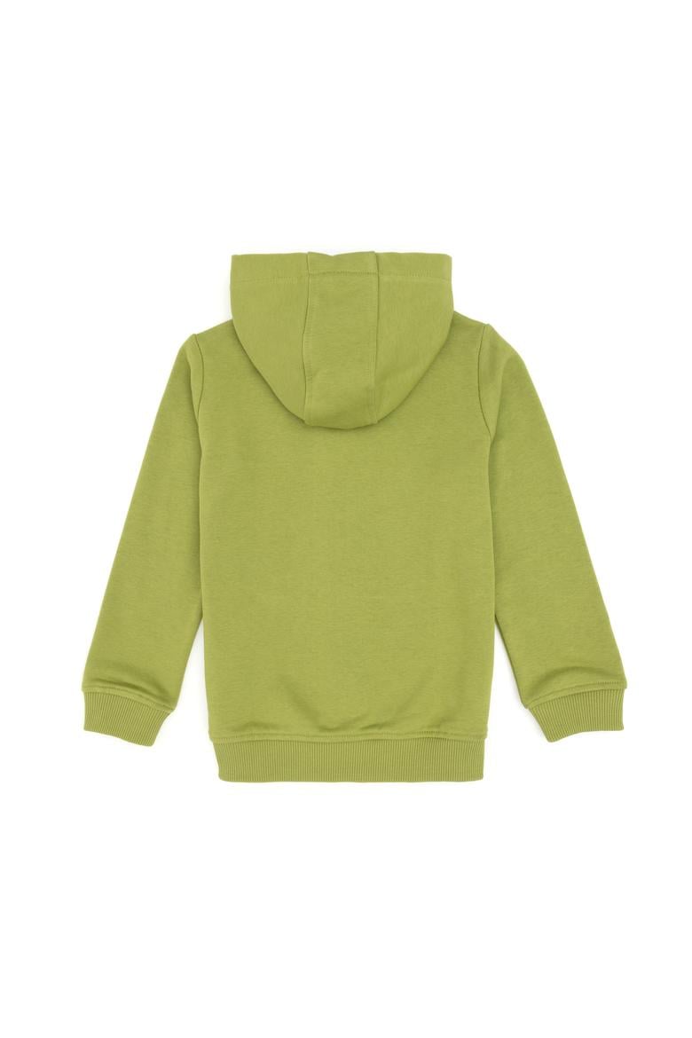 Erkek Çocuk Fermuarlı Kapüşonlu Basic Fıstık Yeşili Sweatshirt - 50293472078