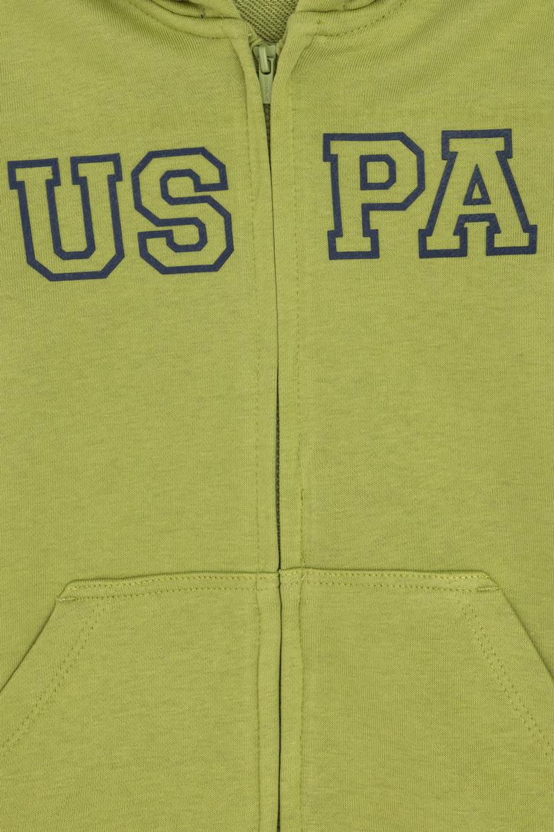 Erkek Çocuk Fermuarlı Kapüşonlu Basic Fıstık Yeşili Sweatshirt - 50293472078