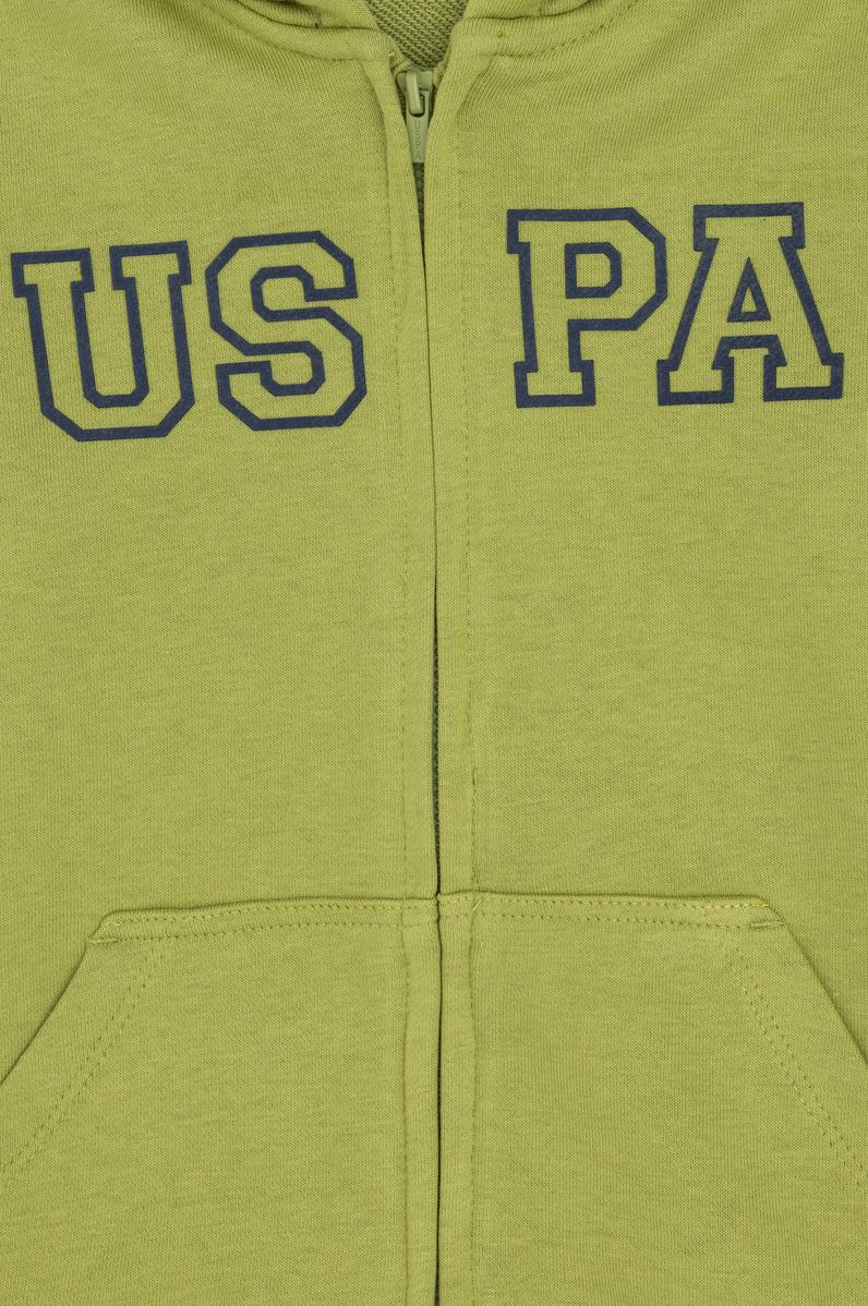 Erkek Çocuk Fermuarlı Kapüşonlu Basic Fıstık Yeşili Sweatshirt