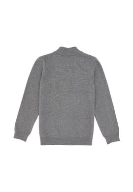 Erkek Çocuk Gri Melanj Fermuarlı Triko Hırka - 50295560020