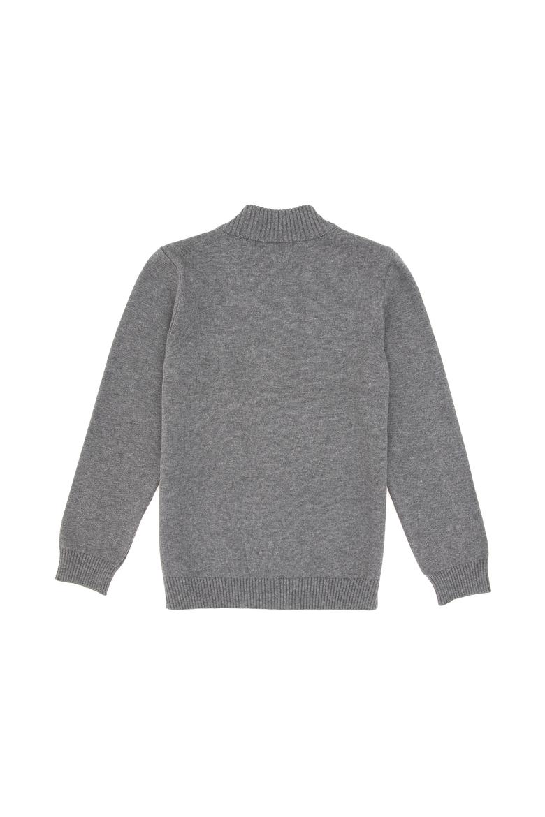 Erkek Çocuk Gri Melanj Fermuarlı Triko Hırka - 50295560020