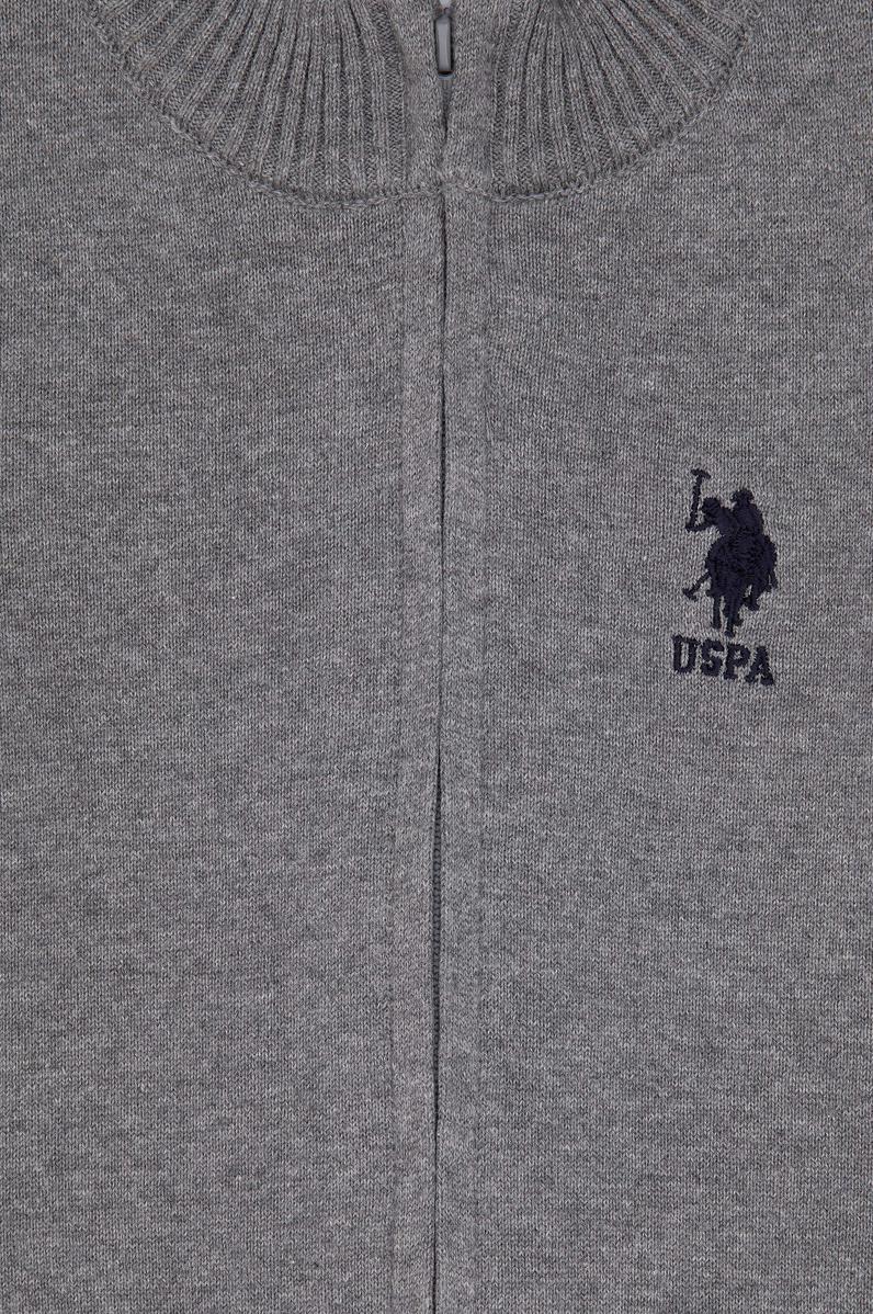 Erkek Çocuk Gri Melanj Fermuarlı Triko Hırka