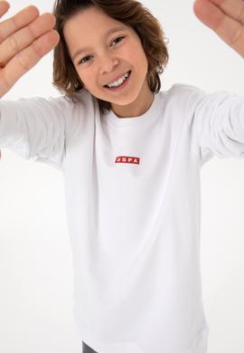 Erkek Çocuk Beyaz Bisiklet Yaka Sweatshirt - 50293567015