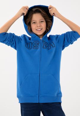 Erkek Çocuk Fermuarlı Kapüşonlu Basic Kobalt Sweatshirt - 50293472021