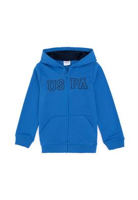 Erkek Çocuk Fermuarlı Kapüşonlu Basic Kobalt Sweatshirt - 50293472021