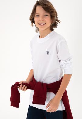 Erkek Çocuk Beyaz Basic Bisiklet Yaka Sweatshirt - 50297435091