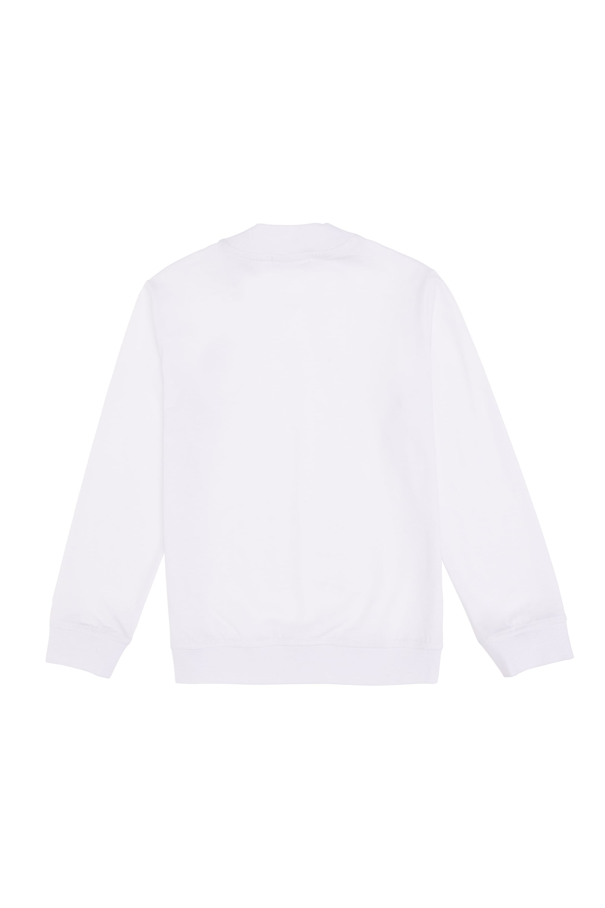 Erkek Çocuk Beyaz Basic Bisiklet Yaka Sweatshirt