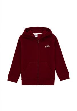 Erkek Çocuk Fermuarlı Bordo Şardonlu Kapüşonlu Sweatshirt - 50295127038