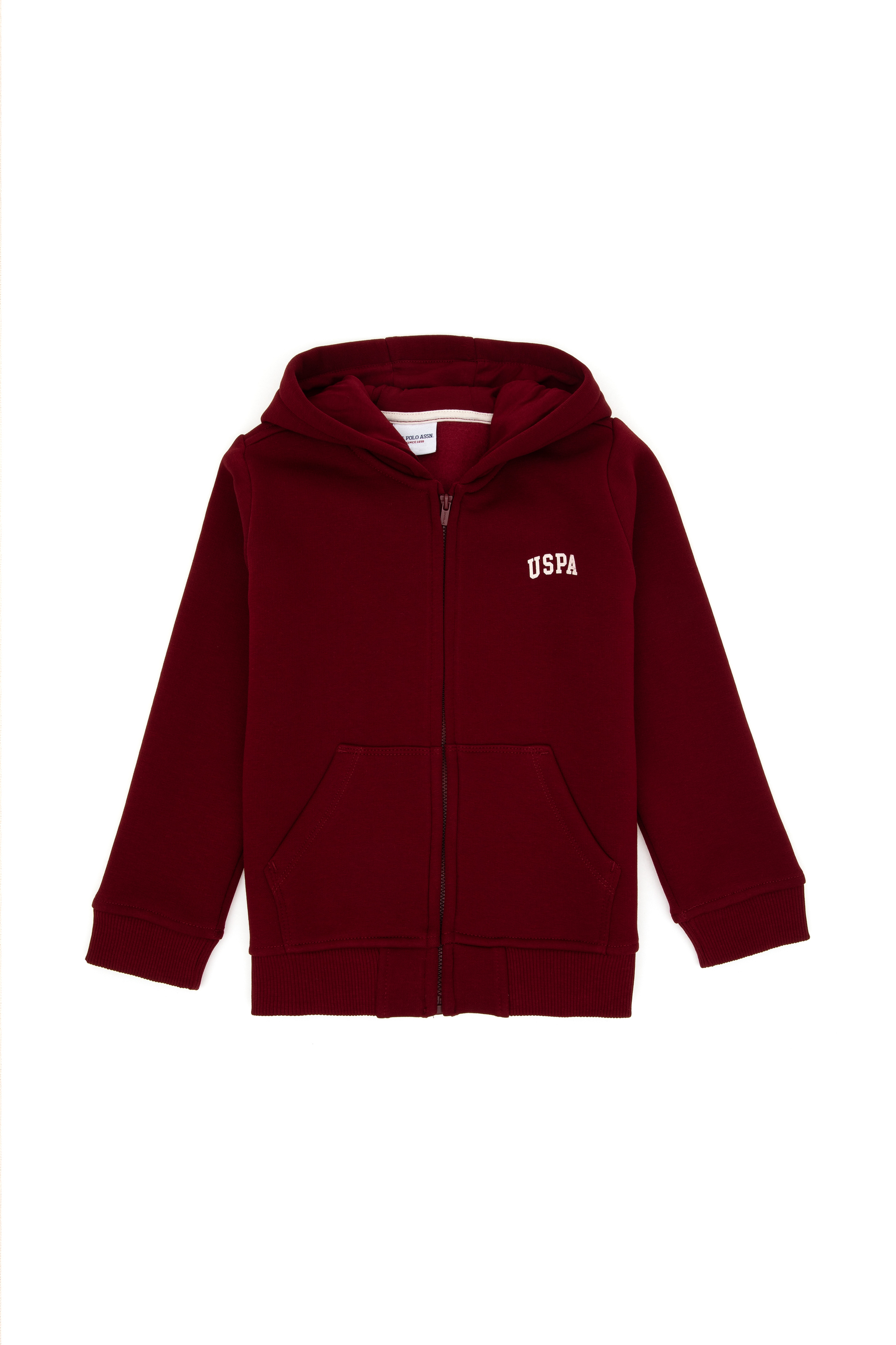 Erkek Çocuk Fermuarlı Bordo Şardonlu Kapüşonlu Sweatshirt