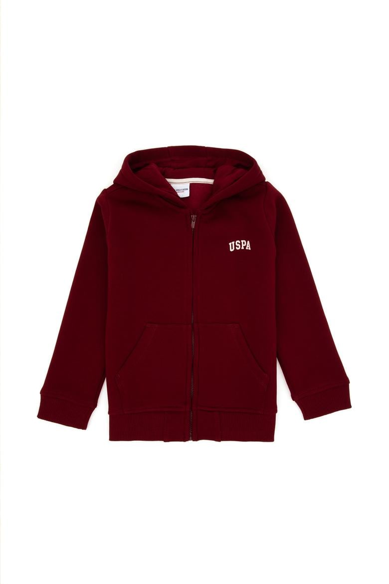 Erkek Çocuk Fermuarlı Bordo Şardonlu Kapüşonlu Sweatshirt - 50295127038
