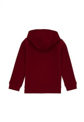 Erkek Çocuk Fermuarlı Bordo Şardonlu Kapüşonlu Sweatshirt - 50295127038