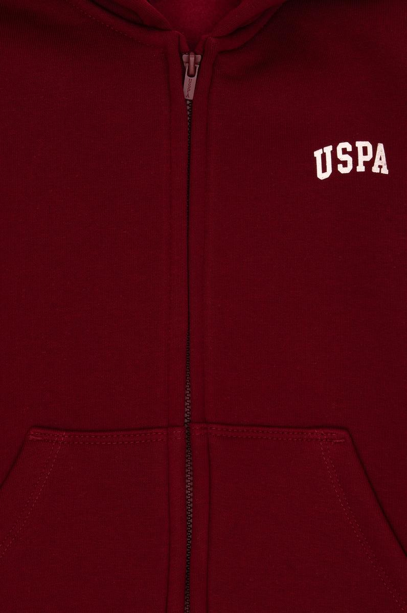 Erkek Çocuk Fermuarlı Bordo Şardonlu Kapüşonlu Sweatshirt