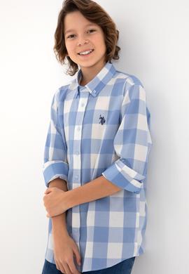 Erkek Çocuk Açık Mavi Ekose Uzun Kollu Gömlek - 50297395009