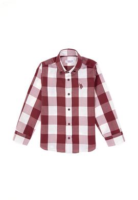 Erkek Çocuk Bordo Ekose Uzun Kollu Gömlek - 50297395021