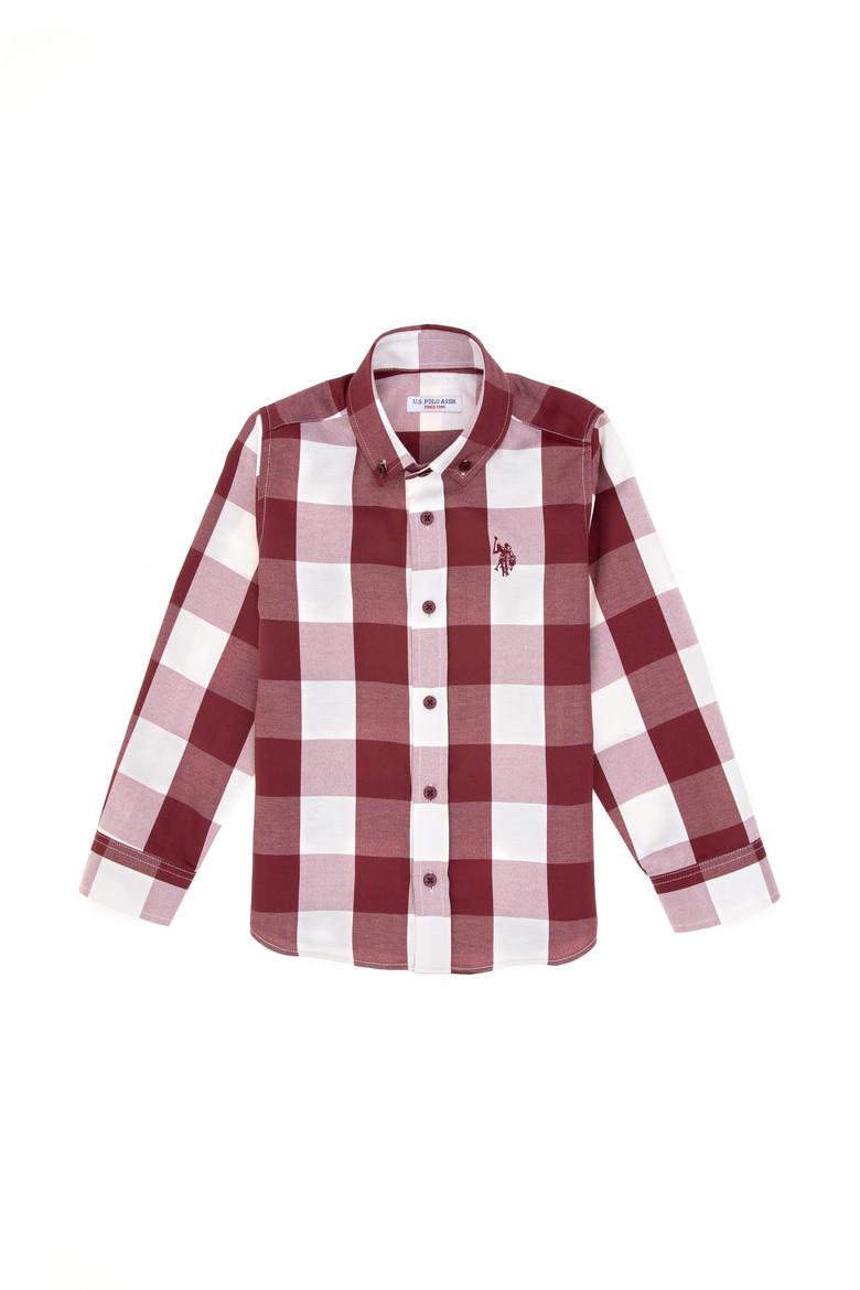 Erkek Çocuk Bordo Ekose Uzun Kollu Gömlek - 50297395021