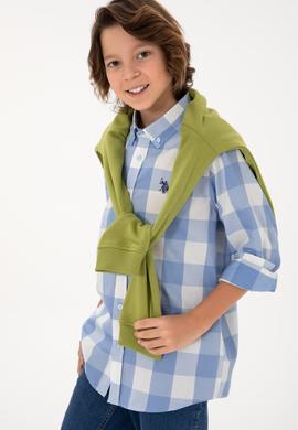 Erkek Çocuk Açık Mavi Ekose Uzun Kollu Gömlek - 50297395009