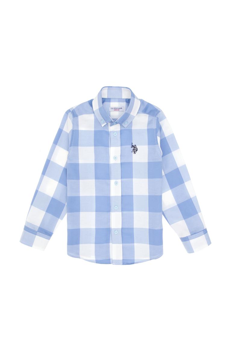 Erkek Çocuk Açık Mavi Ekose Uzun Kollu Gömlek - 50297395009