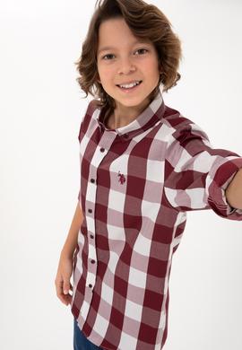 Erkek Çocuk Bordo Ekose Uzun Kollu Gömlek - 50297395021